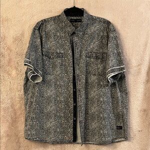 Short-Sleeve Button Front Coat in Heather Gray